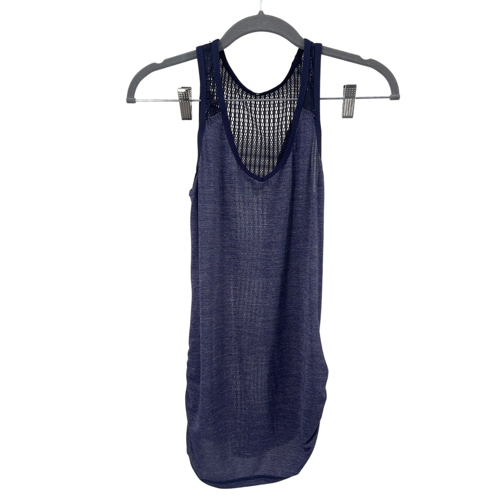 Lululemon Run Tie Fly Tank Womens S Purple Mesh Back Ruched Yoga